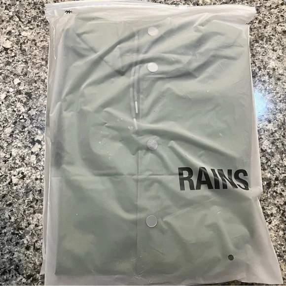 Rains LAST ONE 12020 unisex waterproof long jacket in green NWT - Picture 4 of 4